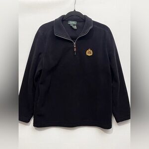 Lauren Ralph Lauren Black 1/4 Zip-Up Fleece Sweater Medium